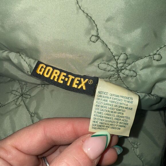 LL Bean Women's Gore-Tex Goose Down Hooded Fur Parka Coat - Forest Green XL - Picture 16 of 16